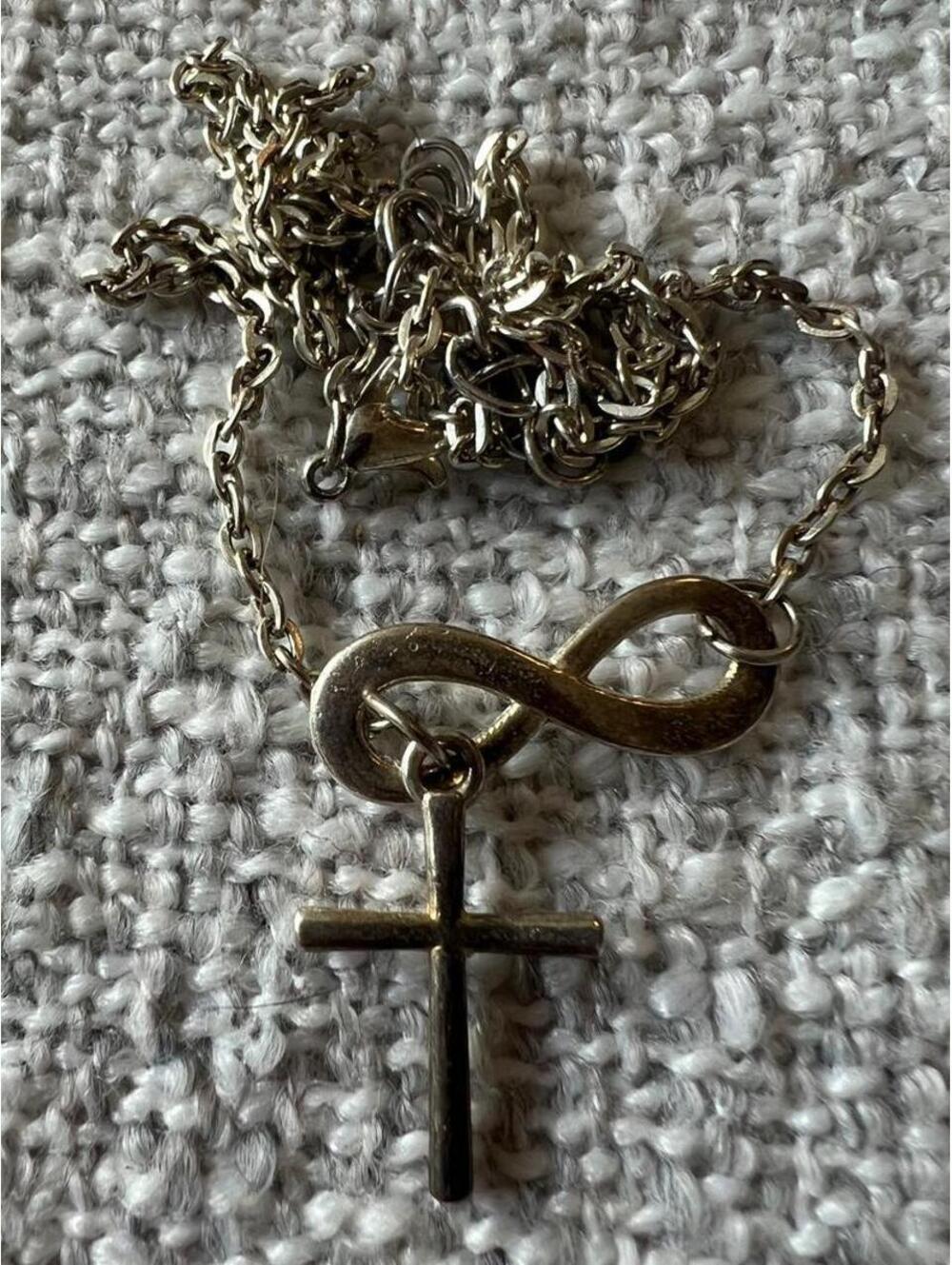 Infinity Lariat Cross Pendant Necklace